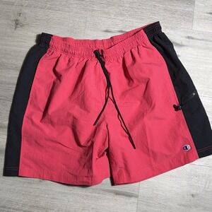 Champion Authentic Athleticwear Red Black Shorts Men's XL Drawstring Pockets